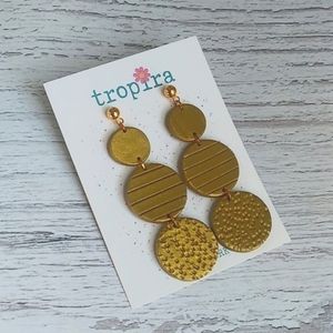 Dark Gold Round Dangling Earrings